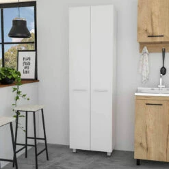 HomeRoots Thea White Pantry Cabinet -Kitchen Storage Store 01419d28026c34f1 8464 w800 h800 b0 p0