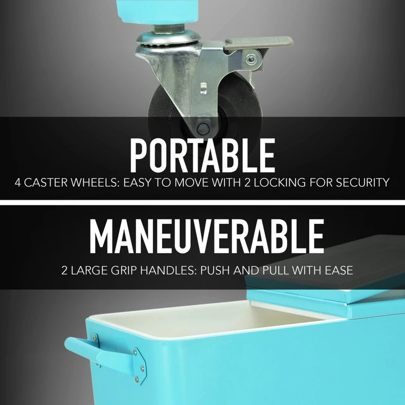 Permasteel 80 Quart Portable Rolling Patio Cooler, Turquoise 8 Permasteel 80 Quart Portable Rolling Patio Cooler, Turquoise - Image 6