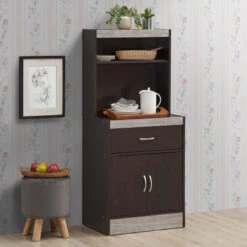 54" Tall Open Shelves Enclosed Storage Kitchen Cabinet, Chocolate-Gray -Kitchen Storage Store 01e1eea60112b6a8 2045 w800 h800 b0 p0