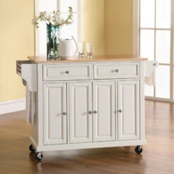 Crosley Natural Wood Top Kitchen Cart/Island, White Finish -Kitchen Storage Store 021146c60646334a 0041 w800 h800 b0 p0