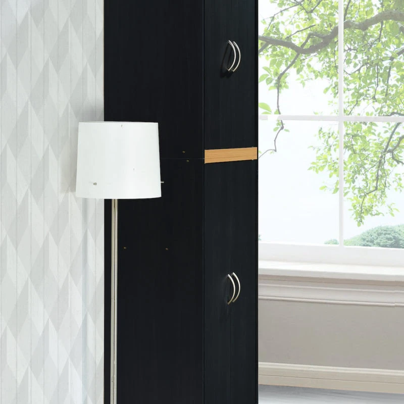 4-Door Kitchen Pantry With 4-Shelves, 5-Compartments, Black-Beech 5 4-Door Kitchen Pantry With 4-Shelves, 5-Compartments, Black-Beech - Image 3