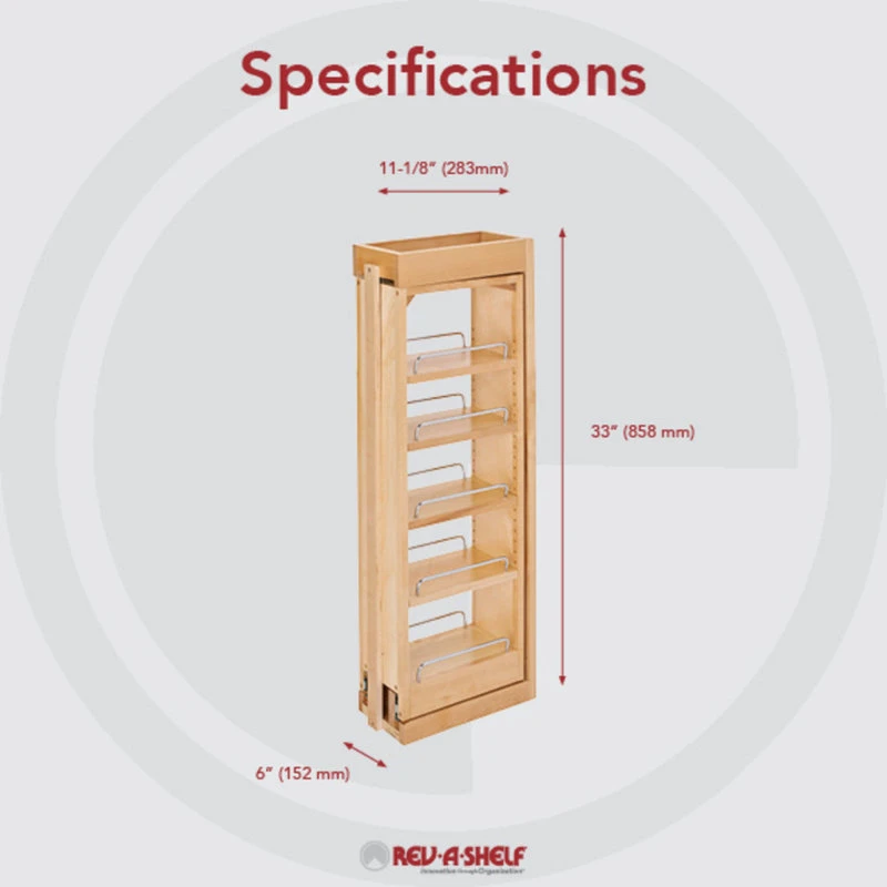 Wood Wall Filler Pull Out For 33" H New Kitchen Applications, 6"W 5 Wood Wall Filler Pull Out For 33" H New Kitchen Applications, 6"W - Image 3