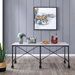 Ellisman Faux Stone Rolling Kitchen Island - Marble -Kitchen Storage Store 08318655015732c5 0328 w800 h800 b0 p0