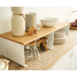 Stackable Countertop Shelf, Steel And Wood, Large, Holds 11 Lbs, White -Kitchen Storage Store 0921d7f5025adae0 9607 w800 h800 b0 p0