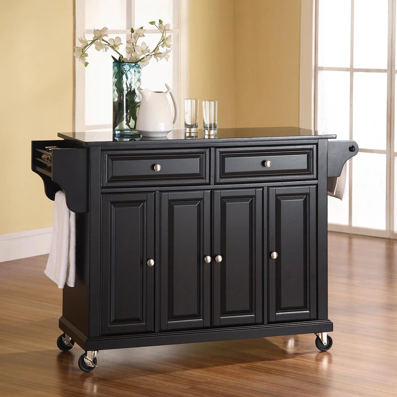 Crosley Solid Black Granite Top Kitchen Cart/Island, Black Finish 6 Crosley Solid Black Granite Top Kitchen Cart/Island, Black Finish - Image 4