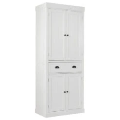 Gymax Kitchen Cabinet Pantry Cupboard Freestanding W/Adjustable Shelves White