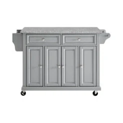 Crosley Solid Granite Top Kitchen Cart/Island, Vintage Grey