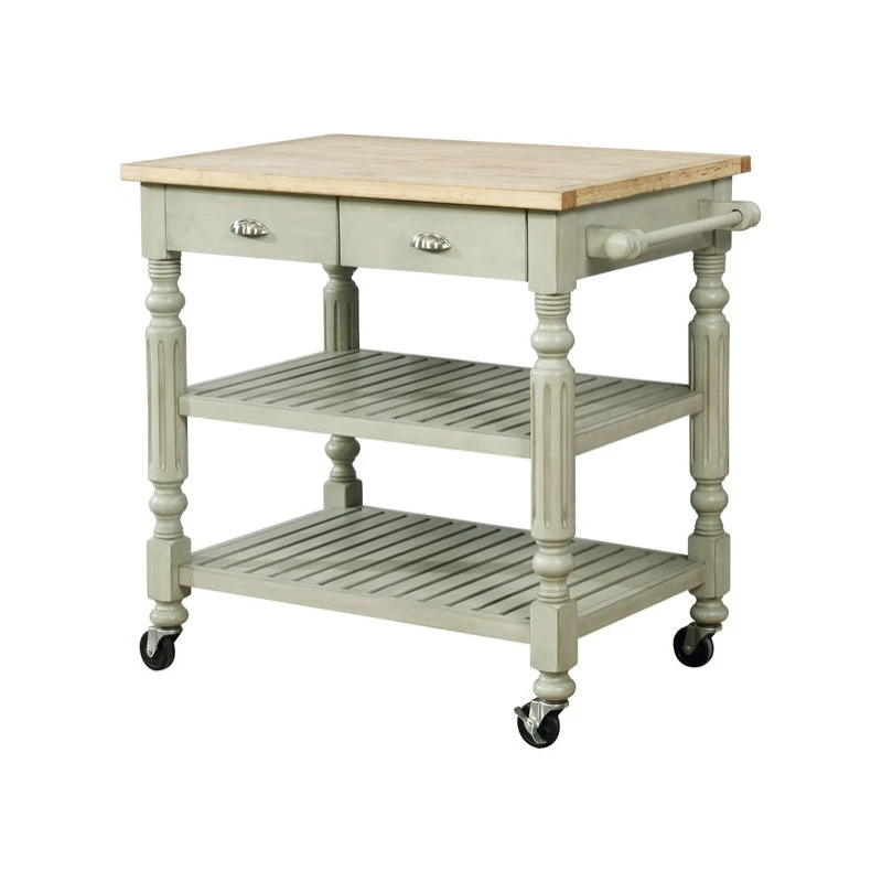 Riverbay Furniture Wood Kitchen Cart In Gray 3 Riverbay Furniture Wood Kitchen Cart In Gray