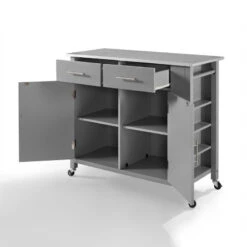 Crosley Savannah Stainless Steel Top Full-Size Kitchen Island Cart, Gray -Kitchen Storage Store 14c10b850f73b850 4547 w800 h800 b0 p0