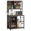 Tribesigns Bakers Rack Hutch, Kitchen Rack With Wine Cabinet And Glass Holder