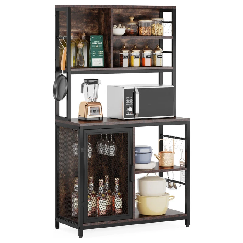 Tribesigns Bakers Rack Hutch, Kitchen Rack With Wine Cabinet And Glass Holder 3 Tribesigns Bakers Rack Hutch, Kitchen Rack With Wine Cabinet And Glass Holder