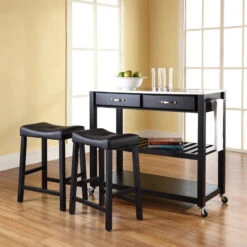 Crosley Stainless Steel Top Kitchen Cart With Saddle Stools In Black 11 Crosley Stainless Steel Top Kitchen Cart With Saddle Stools In Black -Kitchen Storage Store 15d1667d06463d4c 8183 w800 h800 b0 p0