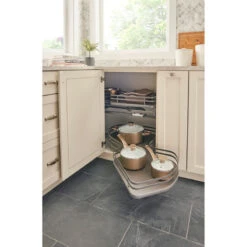 Solid Surface 2-Shelf Blind Corner Organizer For Blind Left Cabinet, Gray, 33" -Kitchen Storage Store 18e1ac21025859df 8040 w800 h800 b0 p0