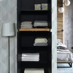 4-Door Kitchen Pantry With 4-Shelves, 5-Compartments, Black-Beech 10 4-Door Kitchen Pantry With 4-Shelves, 5-Compartments, Black-Beech -Kitchen Storage Store 1aa12b240112b69b 1938 w800 h800 b0 p0