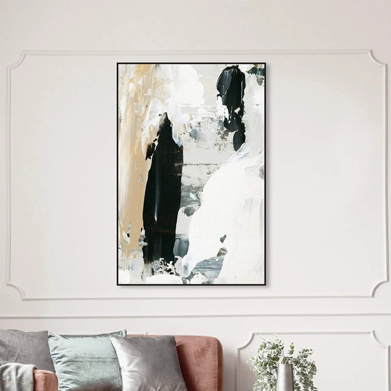 Modern Wall Art, Black Textured Frame With Multicolored Abstract Painting 6 Modern Wall Art, Black Textured Frame With Multicolored Abstract Painting - Image 4