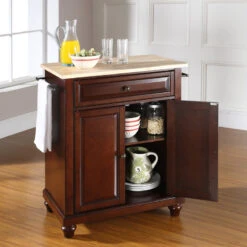 Crosley Cambridge Natural Wood Top Portable Kitchen Island, Vintage Mahogany Finish -Kitchen Storage Store 20d16a0706463a15 0166 w800 h800 b0 p0
