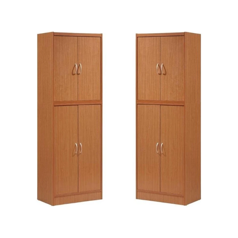 Home Square Kitchen Pantry With 4 Shelf 5 Compartments Set In Cherry (Set Of 2) 3 Home Square Kitchen Pantry With 4 Shelf 5 Compartments Set In Cherry (Set Of 2)