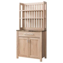 Furniture Of America Rye Wood Multi-Storage Baker Rack In Weathered Sand