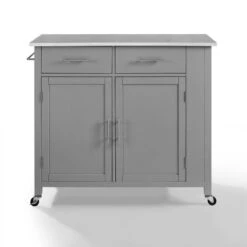 Crosley Savannah Stainless Steel Top Full-Size Kitchen Island Cart, Gray -Kitchen Storage Store 238121f10f73b84b 4547 w800 h800 b0 p0
