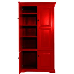 Double Wide Kitchen Pantry Cabinet, Persimmon Red