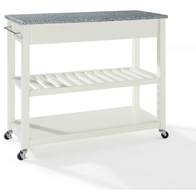 Crosley Solid Granite Top Kitchen Cart/Island, Optional Stool Storage, White 6 Crosley Solid Granite Top Kitchen Cart/Island, Optional Stool Storage, White - Image 4
