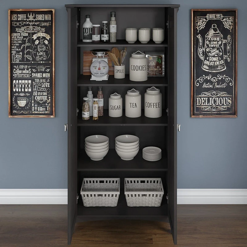 Salinas Kitchen Pantry Cabinet With Doors, Black 5 Salinas Kitchen Pantry Cabinet With Doors, Black - Image 3