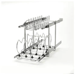 Two-Tier Steel Wire Pull Out Cookware Cabinet Organizer, 11.75"