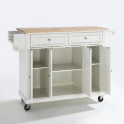Crosley Natural Wood Top Kitchen Cart/Island, White Finish -Kitchen Storage Store 267142d806463346 0041 w800 h800 b0 p0
