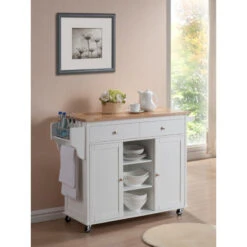 Baxton Studio Meryland White Modern Kitchen Island Cart -Kitchen Storage Store 2671c56c0a1c7127 8914 w800 h800 b0 p0