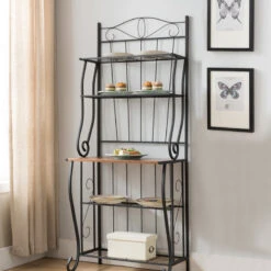 Onyeka 5-Tier Free Standing Kitchen Storage Bakers Rack, Black/Walnut 10 Onyeka 5-Tier Free Standing Kitchen Storage Bakers Rack, Black/Walnut -Kitchen Storage Store 26c1a09e09923907 0386 w800 h800 b0 p0