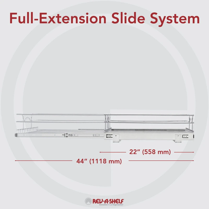 Single Tier Bottom Mount Pull Out Steel Wire Organizer, 14.4" 6 Single Tier Bottom Mount Pull Out Steel Wire Organizer, 14.4" - Image 4