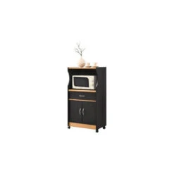 Microwave Kitchen Cart, Black-Beech