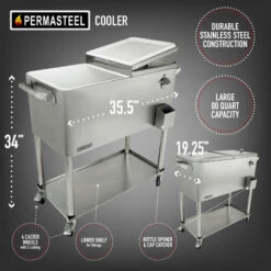 Patio Cooler, Stainless, 80 Qt. 13 Patio Cooler, Stainless, 80 Qt. -Kitchen Storage Store 2821323c00c79f4a 5542 w800 h800 b0 p0