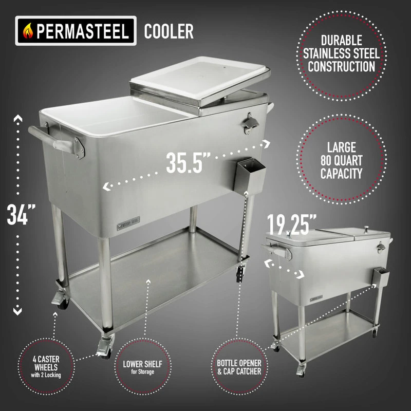 Patio Cooler, Stainless, 80 Qt. 6 Patio Cooler, Stainless, 80 Qt. - Image 4