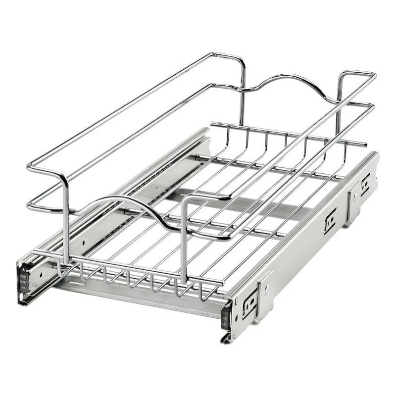 Single Tier Bottom Mount Pull Out Steel Wire Organizer, 8.75" 3 Single Tier Bottom Mount Pull Out Steel Wire Organizer, 8.75"