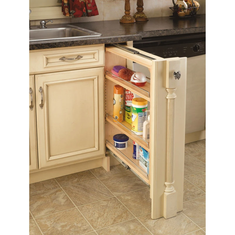 Wood Base Filler Pull Out Organizer For New Kitchen Applications, 9" 8 Wood Base Filler Pull Out Organizer For New Kitchen Applications, 9" - Image 6