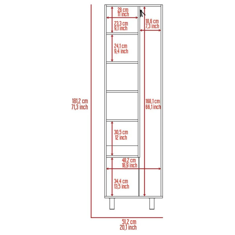 FM FURNITURE Norway Broom Closet Pantry, Light Gray/White 4 FM FURNITURE Norway Broom Closet Pantry, Light Gray/White - Image 2
