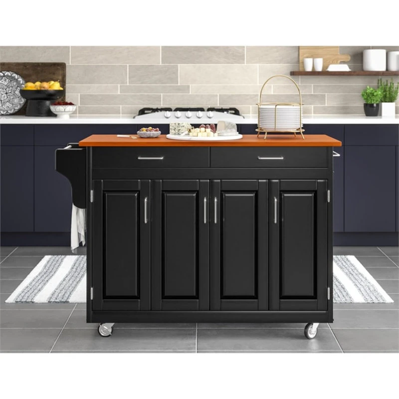 Homestyles Create-a-Cart Wood Rolling Kitchen Cart In Black 6 Homestyles Create-a-Cart Wood Rolling Kitchen Cart In Black - Image 4