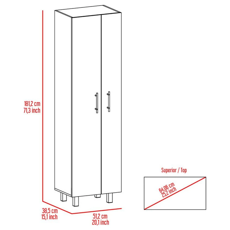 FM FURNITURE Norway Broom Closet Pantry, Light Gray/White 5 FM FURNITURE Norway Broom Closet Pantry, Light Gray/White - Image 3