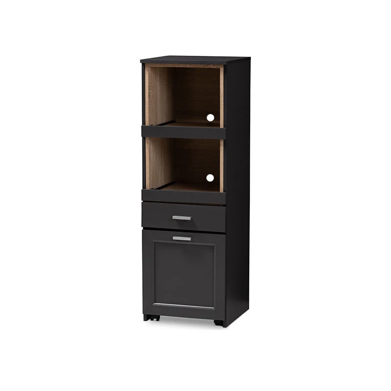 Baxton Studio Fabian Kitchen Cabinet - Dark Gray, Oak Brown 3 Baxton Studio Fabian Kitchen Cabinet - Dark Gray, Oak Brown