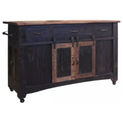 Greenview Kitchen Island, Distressed Black