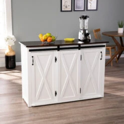 Lenton Barn-Door Kitchen Island, Dark Brown And White -Kitchen Storage Store 30c1c3bb0dc59354 1206 w800 h800 b0 p0