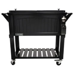 Permasteel 80 Quart Portable Rolling Patio Cooler, Black