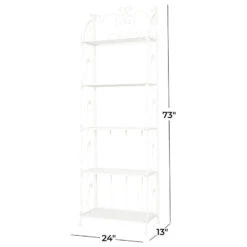 French Country Bakers Rack, Metal Construction With 5 Tiers, Bleached White -Kitchen Storage Store 3361612a016ee59e 6532 w800 h800 b1 p0