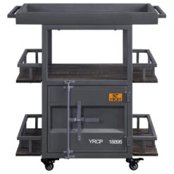 ACME Cargo Serving Cart, Antique Walnut & Gunmetal -Kitchen Storage Store 33f10c7f0dfa73af 0689 w800 h800 b1 p0