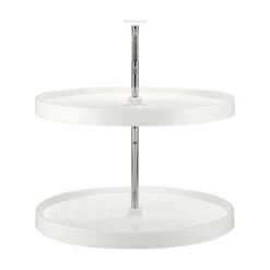 Polymer Full Circle 2-Shelf Lazy Susan For Corner Base Cabinets, White, 28"W