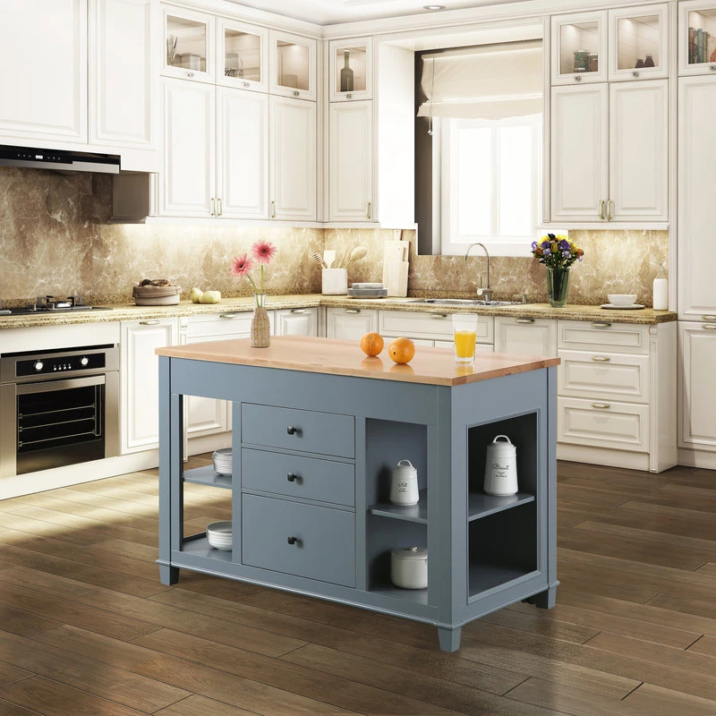 Medley Kitchen Island With Slide Out Table, 54", Gray 6 Medley Kitchen Island With Slide Out Table, 54", Gray - Image 4