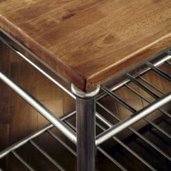 Industrial Kitchen Island, Slatted Metal Shelf And Butcher Block Top, Caramel Wo -Kitchen Storage Store 3461893c0244d859 3840 w800 h800 b0 p0