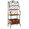 Mediterranean Bakers Rack, 2 Open Shelves And 2 Rattan Storage Baskets, Walnut 1 Mediterranean Bakers Rack, 2 Open Shelves And 2 Rattan Storage Baskets, Walnut -Kitchen Storage Store 3471083d017af367 1356 w800 h800 b1 p0