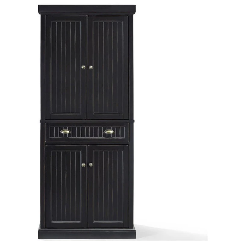Crosley Seaside 4 Door Coastal Pantry In Black 5 Crosley Seaside 4 Door Coastal Pantry In Black - Image 3